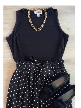 Joseph Ribkoff Black Georgette Trim Tank Sz 18 Stretch Career Layering Top